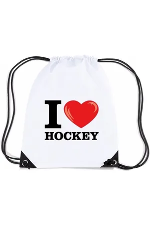 Bellatio Decorations Nylon I love hockey rugzak/ sporttas met rijgkoord