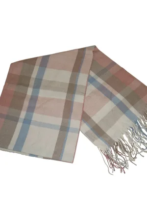 Hidzo Sjaal - 175cm_68cm - Katoen - - Wit/Bruin/Rood/Blauw