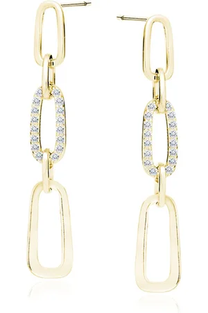 Zilver Verguld Oorhangers - Goudkleurig Ketting Oorbellen - Gouldkleurig Chain Earrings 925 - Amona Jewelry