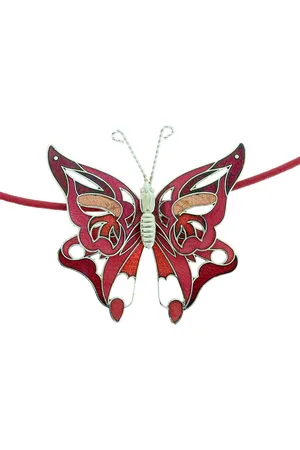 Behave Ketting - Dames - Emaille Vlinder - - 42 cm (+ 6 cm verlengketting)