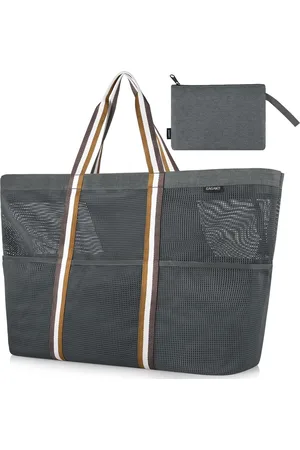 Merkloos Strandtas familie XXXL badtas extra grote strandtas met ritssluiting strandtas mesh strandtas voor strand reizen - /grijs/groen