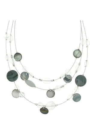 Behave Korte ketting dames met grijs kleurige schelpen hangers