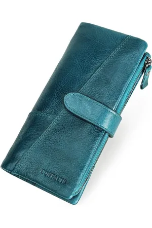 Contacts Leren portemonnee heren Crazy Horse Leather - portefeuille heren - mannen cadeautjes cadeau voor man - portemonnee heren pasjes houder - Top kwaliteit Leer
