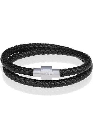 Memphis Leren wrap armband Zilverkleurig-23cm