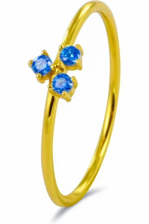 Silventi 9SIL-21655 Zilveren Ring - Dames - Drie Zirkonia Steentjes -