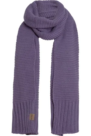 Knit Factory Jamie Gebreide Sjaal Dames - Herfst- & Wintersjaal - Langwerpige sjaal - Wollen sjaal - Dames sjaal - - Paars - 200x45 cm