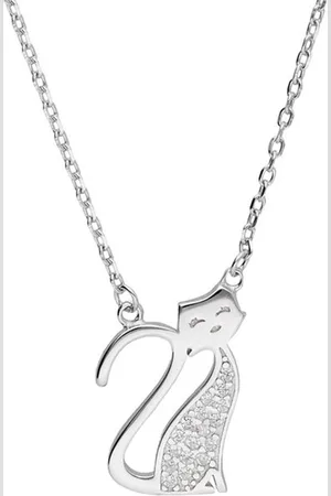 Zilver Kat Ketting - Elegant Kat Ketting - Elegant Cat Necklace - Amona Jewelry
