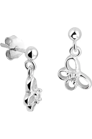 Yo&No Oorbellen - Zilver - Oorhangers - Vlinder - Steker - Zirkonia - 17mm - 8mm - Kinderen - Zilver 925