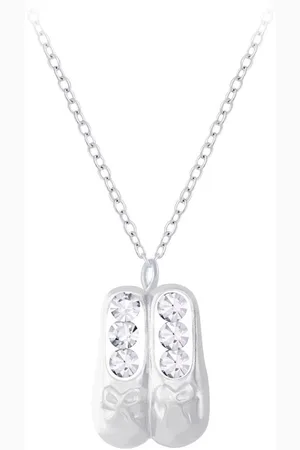 JYC Joy|S - Zilveren ballet ballerina schoentjes hanger met ketting 36 cm + 5 cm kristal