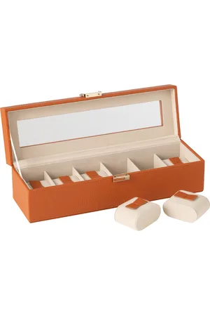 J-line Horlogedoos 6 Compartimenten Kunstleder Cognac - 34x10.5x10cm