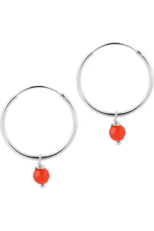 JUULRY Zilver Hoops met Rode Steen