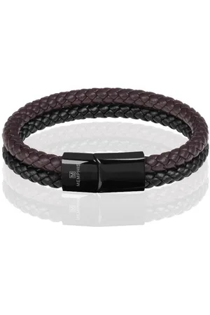 Memphis Dubbele leren armband Duo Color Zwart Bruin-20cm
