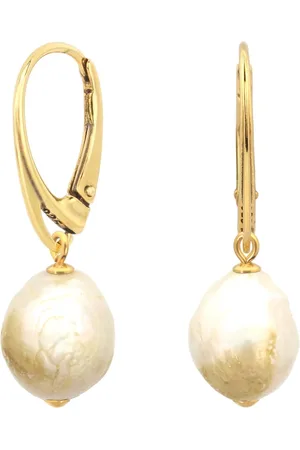 ARLIZI 2155 Oorbellen crème barok parel hanger - verguld - 3,5 cm