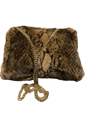 Merkloos Schoudertas, fake fur, slangenprint, , zwart