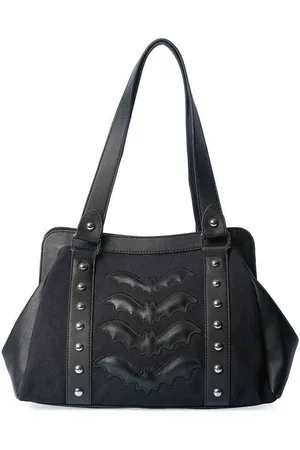 Banned Retro Night Wings Handtas - Vleermuizen applicaties - Zwart - (bxhxd) ca. 45cm x 28cm x 14cm
