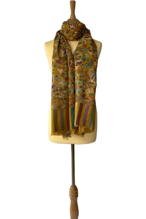 Merkloos Dames sjaal Kani - geel met meerkleurig Kani design