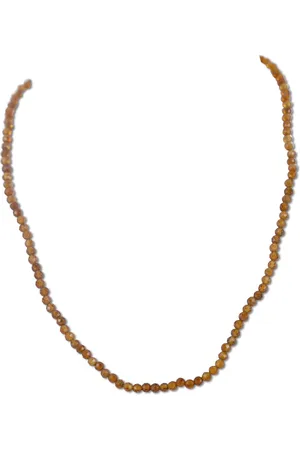 Silventi 9SIL-22452 Edelsteentjes Kralenketting - Dames - Granaat - 3 mm - Zilver Slot - 40 + 5 cm - - Gold Plated (Verguld/Goud op Zilver)