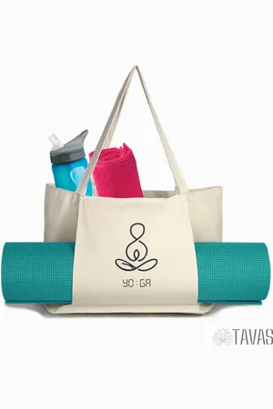 Merkloos Tavas Katoenen Yoga tasje Draagtas 40x30 cm Tote Bag Tas Shopper Boodschappentas Schoudertas