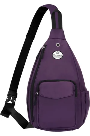 Merkloos Stijlvolle borstzak, crossbody bag, licht bloemenpatroon, rugzak voor dames, waterdicht, kleine slingtas, borstzak, schouderzak voor dames, met flessenvak, voor reizen, sportief, wandelen, donker-lila