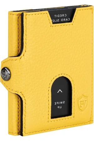 Merkloos Slim Wallet met muntvak - RFID-bescherming - 12 kaarten - mini-portemonnee leer - heren dames - geel - MODERN - compact - MINI MÜNZFACH