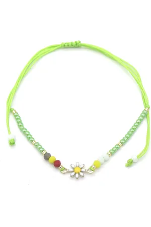 The Musthaves Kralenarmbandje - touw - verstelbaar - - multicolor - bloemetje - zomer - hip - vakantie - festival