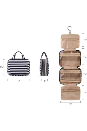 Merkloos Toilettas, reistas met haken om op te hangen, waterafstotende make-uptas, reisorganizer voor accessoires, shampoo, houder in volledige grootte, toiletartikelen, M-strepen, Medium