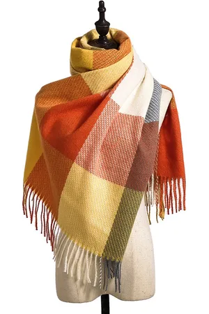 Merkloos Sjaal Lattice Weave - Geel + Oranje