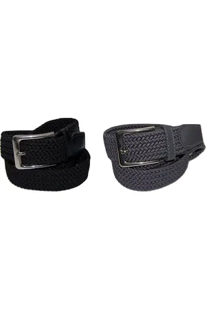 Flores Lederwaren Duopack Zwart Grijs XXL - Elastische Comfort Riem - maat 130 - Gevlochten - 100% Elastisch - Nikkelvrije Gesp