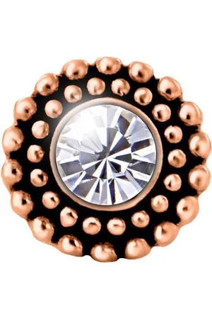 quiges Aanschuif Charm Bedel RVS Bloem met Zirkonia voor Leren Armbanden - EHCR010