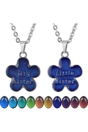 Bixorp Friends BFF Ketting voor 2 met - Verandert van kleur! - Zilverkleurig - "Big Sister Little Sister"Vriendschapsketting