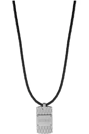 Roberto Cavalli Heren ketting zwarte leer en roestvrij staal JCNL50040200