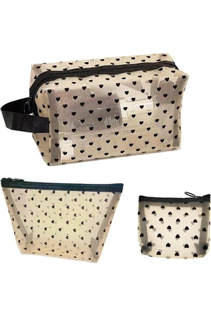 Merkloos Cosmetische tas, 3 stuks toilettas, liefennet, toilettas, transparant, toilettas, transparant, handbagage, reisaccessoires, vloeistofzak, handbagage, toilettas, bruin, Eenvoudig