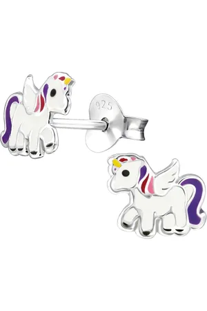 Fako Bijoux® Kinderoorbellen - 925 Zilver - Eenhoorn - Unicorn - 8x7mm