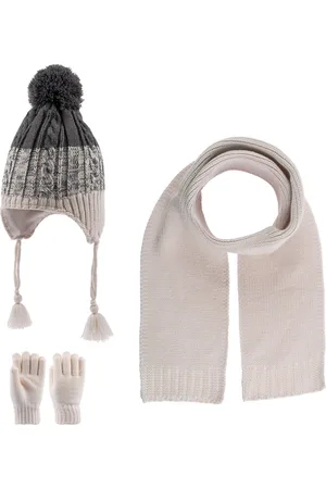 Kitti 3-Delig Winter Set | Muts met Fleecevoering - Sjaal - Handschoenen | 4-8 Jaar Jongens | K22170-15-03 | Beige