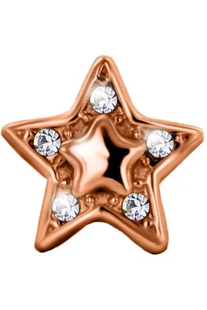 quiges Aanschuif Charm Bedel RVS Ster met Zirkonia voor Leren Armbanden - EHCR004