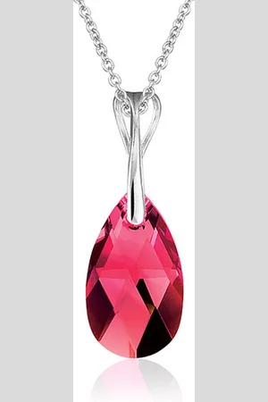 Montebello Ketting Pia DZ412H - Swarovski® Druppel - 925 Zilver Gerhod. - 16mm - 42cm