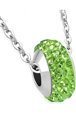 Amanto Ketting Cuma Green - 316L Staal - Shamballa - 10x6mm - 45cm