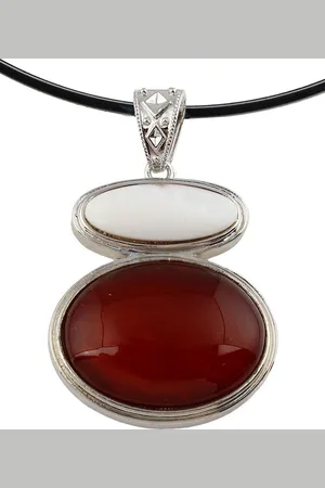 ZHEN ZHU Edelstenen ketting met parelmoer Red Agate & White Shell - rood - wit - zilver - agaat - cadeau voor haar - Moederdag cadeau - Kerst cadeau