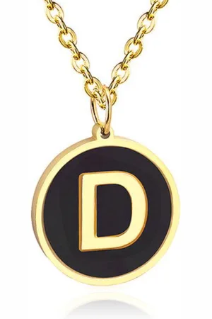 Cilla Jewels Goudkleurige Dames Schakelketting met Zwarte Kettinghanger Letter D