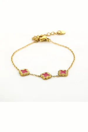 MICHELLE Armband (Sieraad) Armband 3 Klavers Red Goud