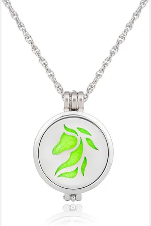 Bixorp Aroma Geur Ketting met Amulet voor Etherische Olie - Paard - Zilverkleurige Geurketting