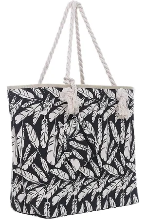 Merkloos Beweeg de muis over de afbeelding om in te zoomenDe DonDon Store openenGrote strandtas met ritssluiting 58 x 38 x 18 cm verenopdruk shopper schoudertas strandstijl