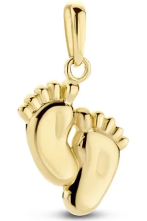 Jonline Schitterende 14 Karaat Gouden Halsketting met Hanger Baby Voetjes