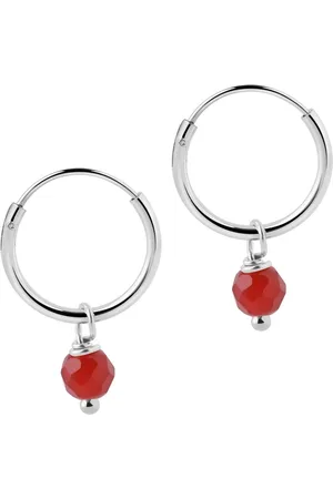 JUULRY Kleine Zilver Hoops Met Rode Steen