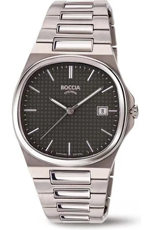 Boccia Titanium 3657-04 Heren Horloge - Saffierglas - - 37 mm breed - Quartz - Vouw/Vlindersluiting - 5 ATM (douchen)