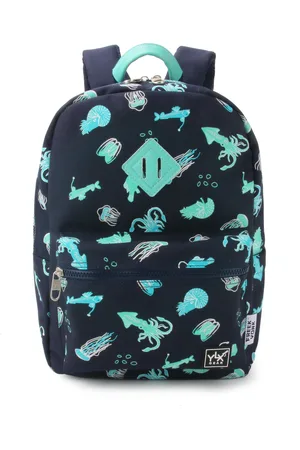 YLX Gear SEASON SALE: & Freek Vonk Oriole Rugzak voor kinderen | Big Dipper Deep Sea. Donkerblauw met aqua zeedieren. | Glow in the dark | Gemaakt van gerecycled plastic. Jongens, meisjes, schooltas, rugtas. Donker . Dieren, octopus, kwallen.