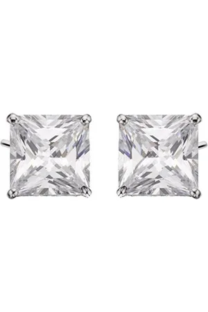 Zilver Vierhoek vormig Oorbellen - Oorbellen met Vierhoek vormig Zirkonia - 925 - Square Shape Zirconia Earrings 7mm - Amona Jewelry