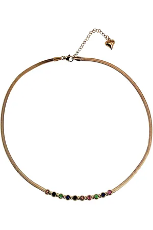 esde2 48cm x 3mm Ketting Dames - Verguld RVS - Slangenketting met Gekleurde Zirkoniasteen