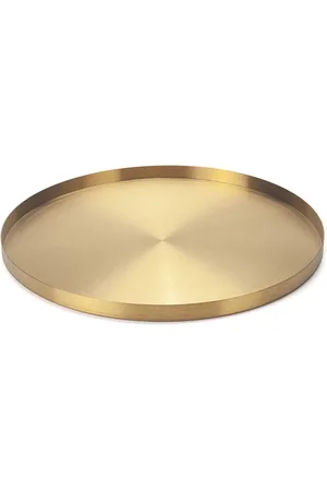 Merkloos Ronde Metalen Dienblad voor Sieraden en Make-Up - Opbergvak voor Keukenservies - Goud (32cm)