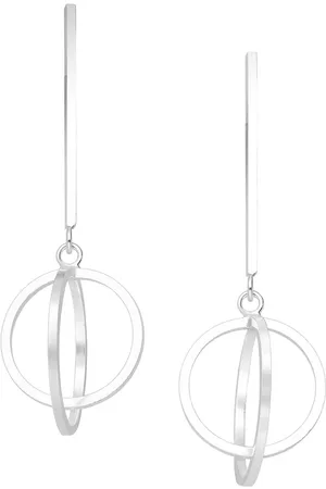 EAR IT UP Oorbellen - Bar - Cirkels - Push back oorknopjes - 925 sterling - 52 x 19,5 mm - 1 paar
